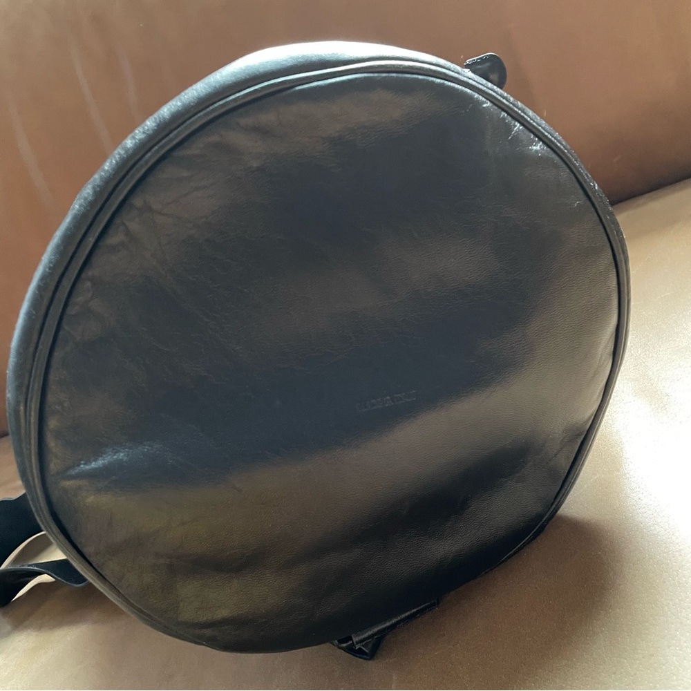 Pars Unum black leather Carbon bucket tote sling bag backpack luxe made in Italy - Picture 8 of 16